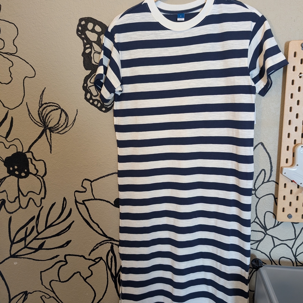 Striped Navy and White T-Shirt Dress